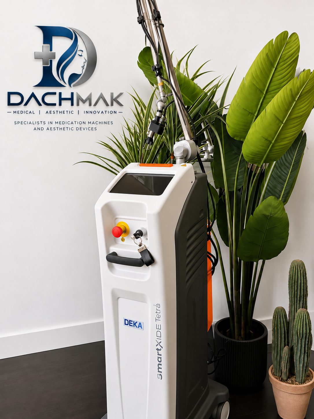 DEKA SmartXide Tetra CO₂ laser console with articulated arm